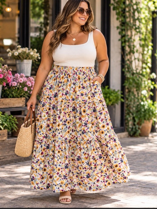 Old Navy Dresses & Skirts - Old Navy Tiered Floral Print Maxi Skirt W/Pockets. Size 4X
